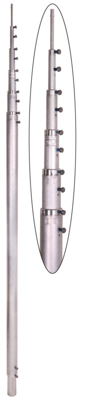 Teleskopierbare Fangstange Al D 60/50/40/30/20/10mm, L 1,8m - 8,0m