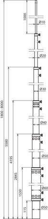 Teleskopierbare Fangstange Al D 60/50/40/30/20/10mm, L 1,8m - 8,0m
