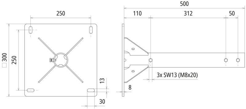 Stuetzrohrstaender mit Standfuss zur Aufnahme von D 50 mm Stuetzrohre – Bild 2 von 2