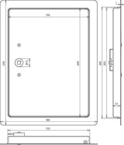 Revisionstür St/tZn  m. Vierkant- schlüssel  Aussenmaß 230x180mm – Bild 2 von 2