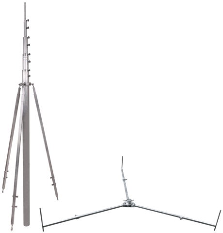-SET- Tel. Fangstange mit Abstrebung L6,5m Al u. Dreibeinst. R1435mm St/tZn