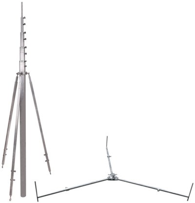 -SET- Tel. Fangstange mit Abstrebung L6,5m Al u. Dreibeinst. R1435mm St/tZn