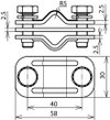 UNI-Trennklemme NIRO 200kA m. Zwischen- platte f. 2xRd 10mm o. 1xRd 10mm/Fl 30mm