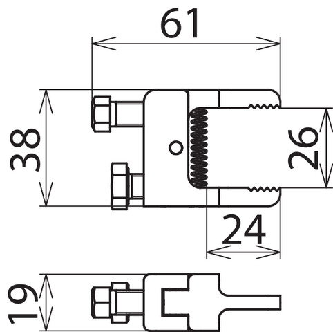 Kompaktklemme m. Gewindeschraube M8x12mm Klemmber.: 0-24mm (schmale Klemmbacken) – Bild 2 von 2