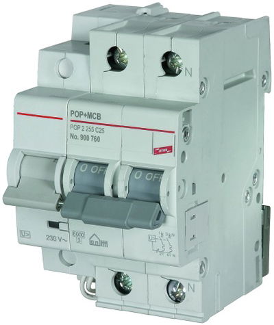 Schutzeinrichtungen für Überspannungen für Leitungsschutzschalter 2-polig C25 A