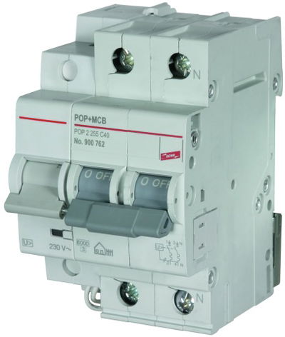 Schutzeinrichtungen für Überspannungen für Leitungsschutzschalter 2-polig C40 A