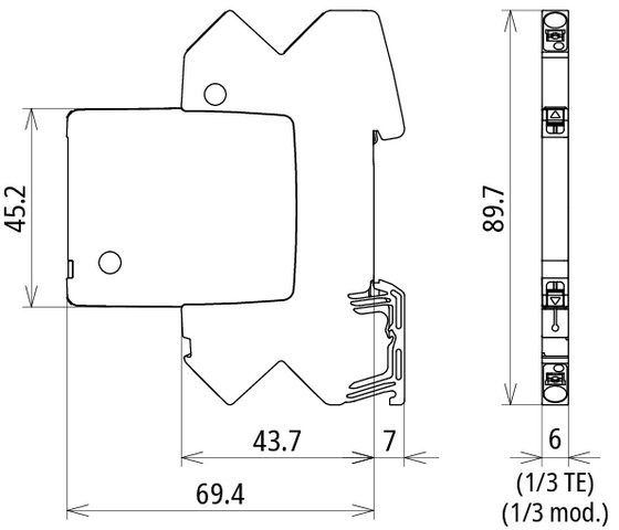 Modularer Kombi-Ableiter für 2 Einzeladern BLITZDUCTORconnect mit Defektanzeige – Bild 2 von 2