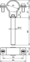 Leitungshalter für HVI-power-Leitung D 27-30mm m. Stab D 10mm L 75mm NIRO