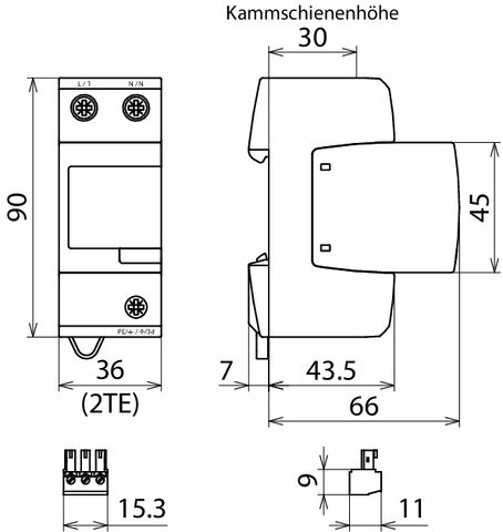 Kombi-Ableiter Typ1+2+3 DEHNventil M2 für einphasige TN-Systeme mit FM – Bild 2 von 2