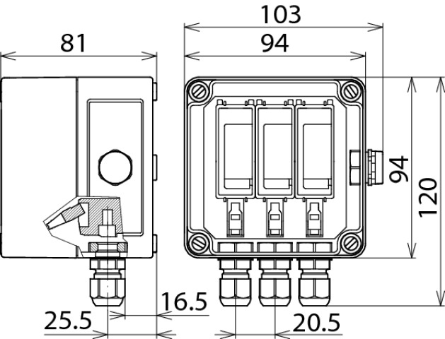 Überspannungsableiter Typ 2 DEHNcube im Gehäuse IP65 f. PV-Anl. 1MPP b. 1000V DC – Bild 2 von 2