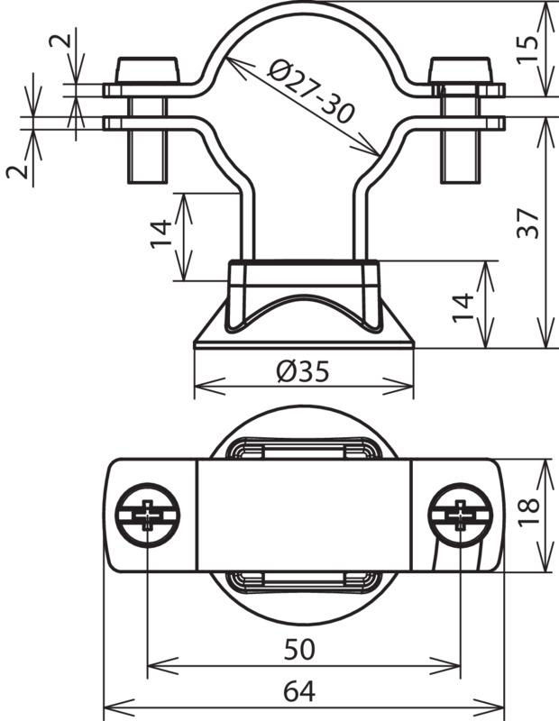 Leitungshalter fuer HVI-power-Leitung D 27-30mm mit Kunststoffsockel NIRO – Bild 2 von 2