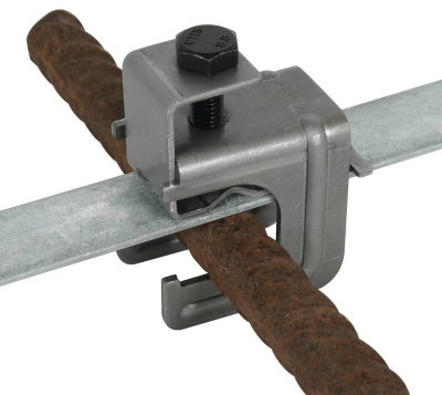 Druckbuegelklemme St/blank m. Druckbuegel und Klemmring f. D6-20mm o. Fl 30x3-4mm