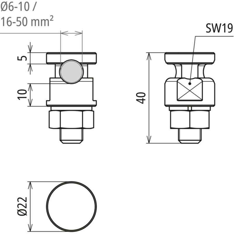 UNI-KS-Verbinder NIRO (V4A) f. Rd 6-10mm oder 16-50mm*2 mehrdraehtig – Bild 2 von 2