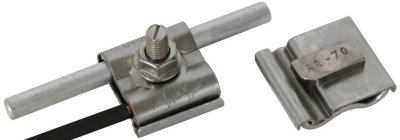 UNI-Erdungsklemme NIRO f. Rd 8-10mm u. Leiter 4-50mm*2 m. Schr. M8x25 u. Mutter