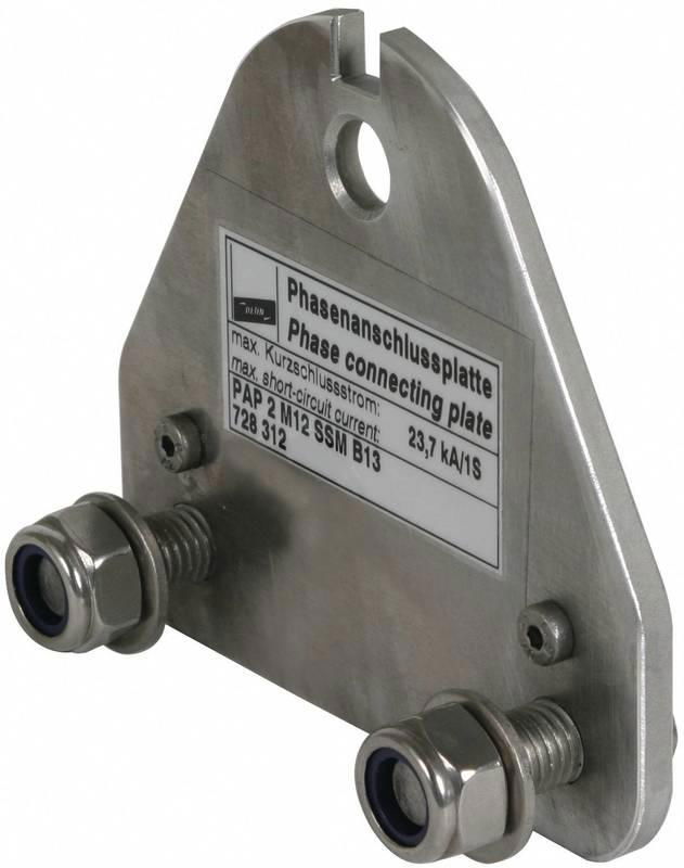 Phasenanschlussplatte 2-polig m. B 13mm u. 2 Schrauben M12 m. Muttern