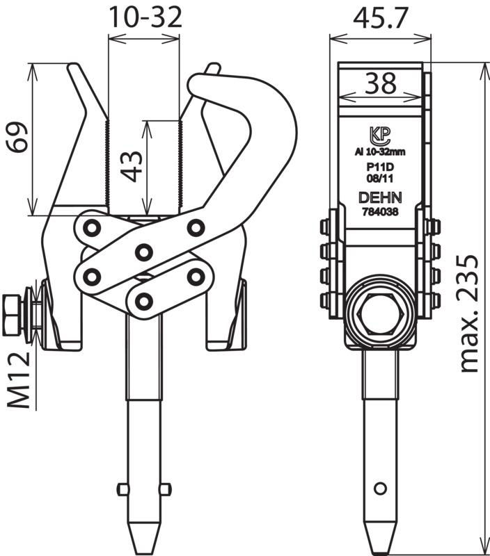 Phasenschraubklemme m Sicherungsbuegel D 10-32mm m. Spindel-Querstift – Bild 2 von 2