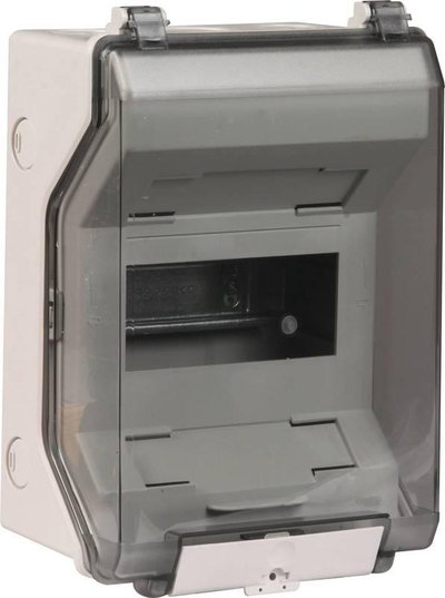 Isolierstoffgehaeuse Aufputz IP54 f. Reiheneinbaugeraete 6 Teilungseinheit.