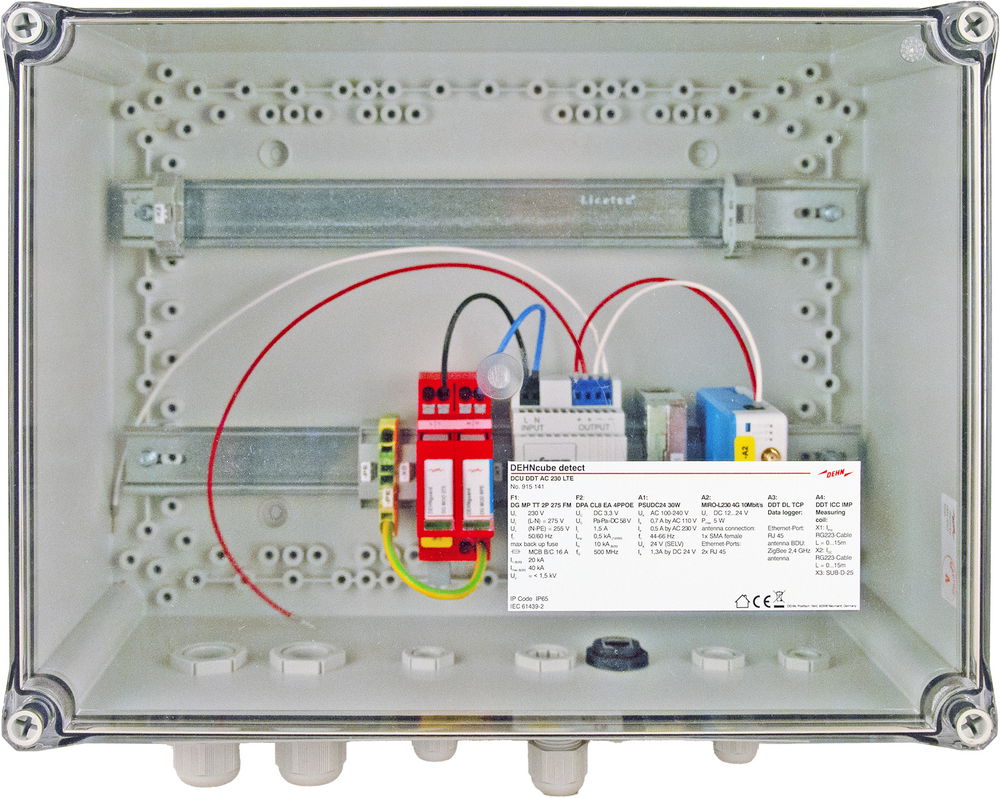 DEHNcube, DCUdetect AC 230 LTE, DEHNguard, IP65 Gehaeuse, integr. Router