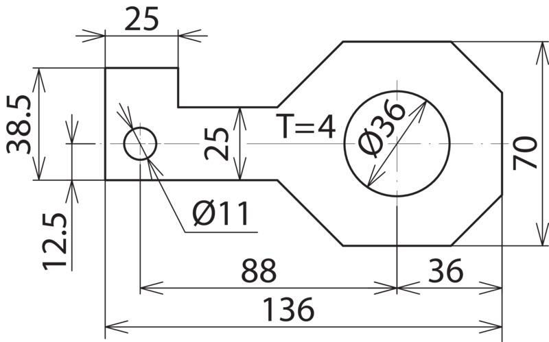 Anschlussbuegel IF3 gerade Bohrdurchmesser d1 36 mm – Bild 2 von 2