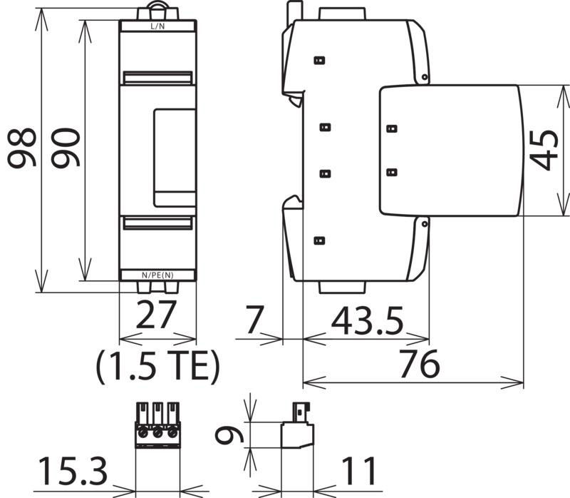 Ueberspannungsableiter Typ 2 DEHNguard SE CI 1-polig Uc 440V AC mit Fernmeldekontakt – Bild 2 von 2