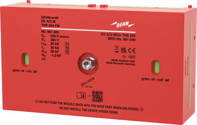 Kombi-Ableiter Typ 1+2+3 DEHNventil ACI vierpolig fuer TN-S-Systeme mit FM