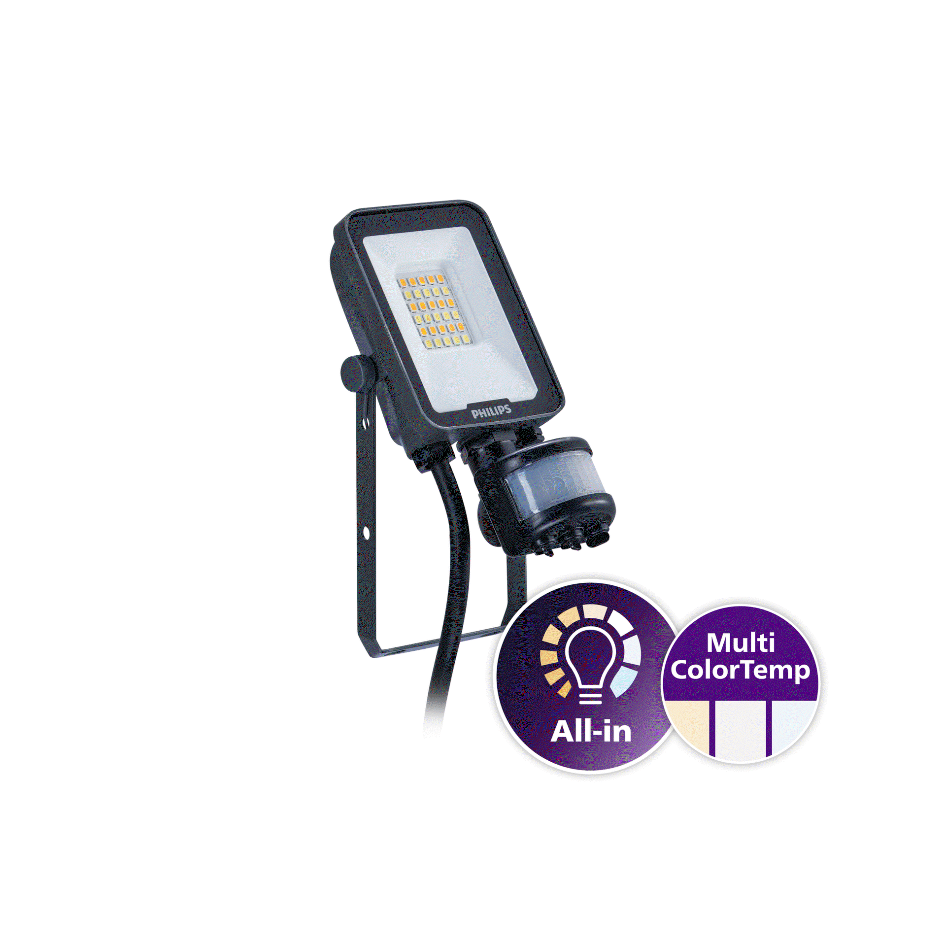 Ledinaire All-in-Scheinwerfer, 10 W, 1100 lm, 1200 lm, 3000 K, 4000 K, 6500 K, CRI80, Sensorgestütztes Ein-/Ausschalten, Symmetrisch, MDU1, IP65 – Bild 2 von 7