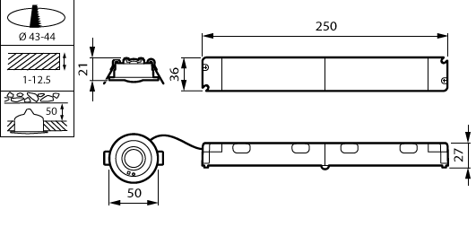 Sicherheitsleuchte, Recessed, 2 W, 2 W, D50 mm, 135 lm, 6500 K, IP20, ELP3h, Nicht dauerhaft – Bild 4 von 5