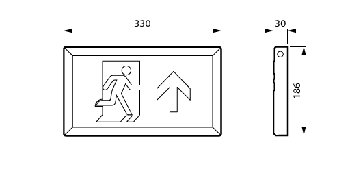 Ausgangsbeschilderung, Illuminated emergency exit sign, 4 W, 4 W, 330x186mm  H30 mm, 85 lm, 6500 K, IP20, ELP3h, Dauerhaft – Bild 5 von 6