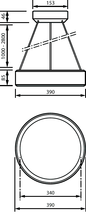 Essential Pendelleuchten, 3D printed, 15.4 W, D390 mm  H85 mm, 1817 lm, 3000 K, CRI90, DALI-regelbar, Interact Ready, UGR19, TP(b) – Bild 7 von 8