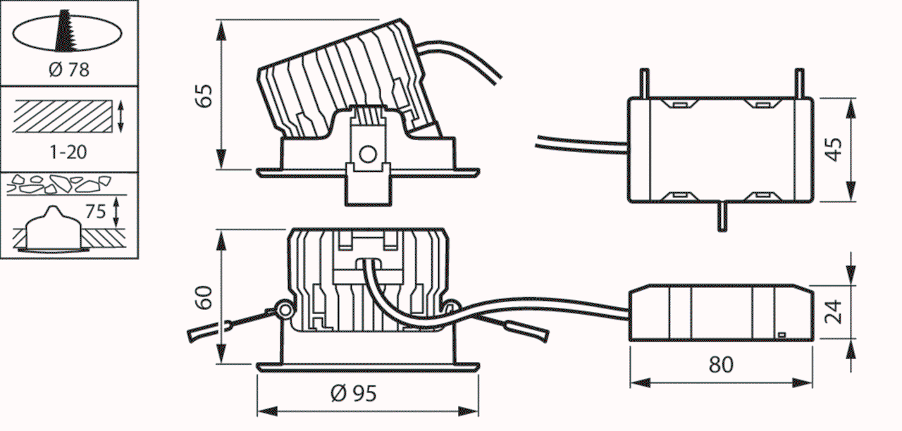 CoreLine Einbaustrahler Gen2, Adjustable, 7.2 W, D78 mm, 650 lm, 4000 K, Phasenanschnitt-Dimmen, Breitstrahlend (WB), Weiß, IP20/44 – Bild 9 von 9