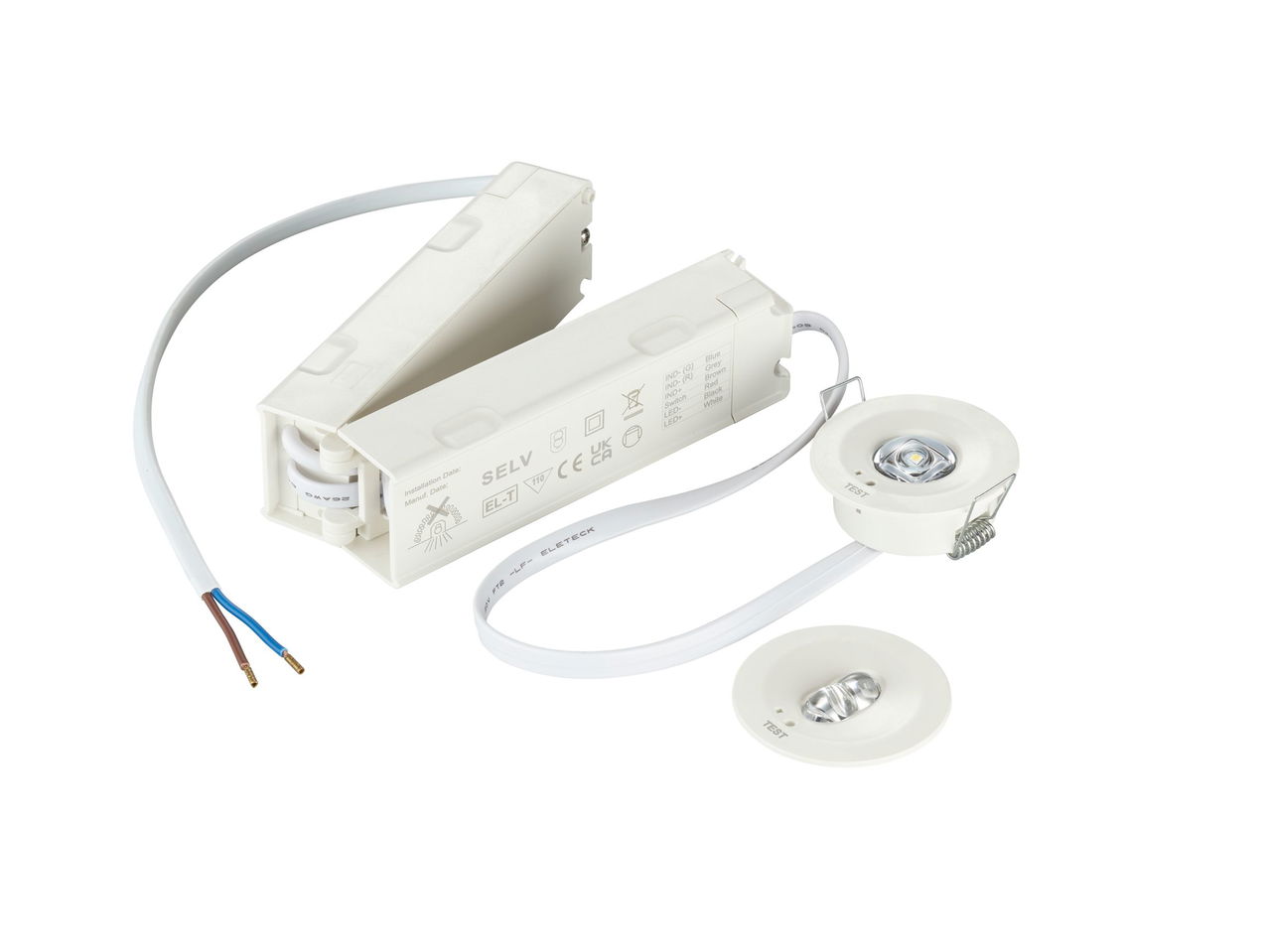 Sicherheitsleuchte, Recessed, 2 W, 2 W, D50 mm, 135 lm, 6500 K, IP20, ELP3h, Nicht dauerhaft