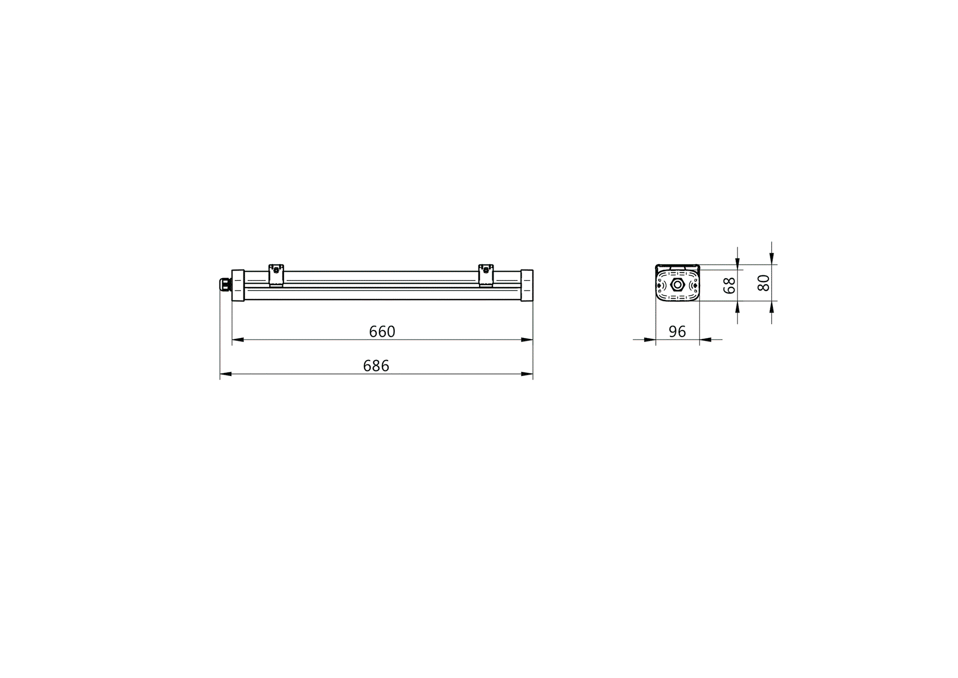 Pacific LED Gen5, Waterproof, 15.2 W, L700 mm, 2300 lm, 4000 K, Breitstrahlend (WB), Klar, IP66, IK08 – Bild 12 von 12