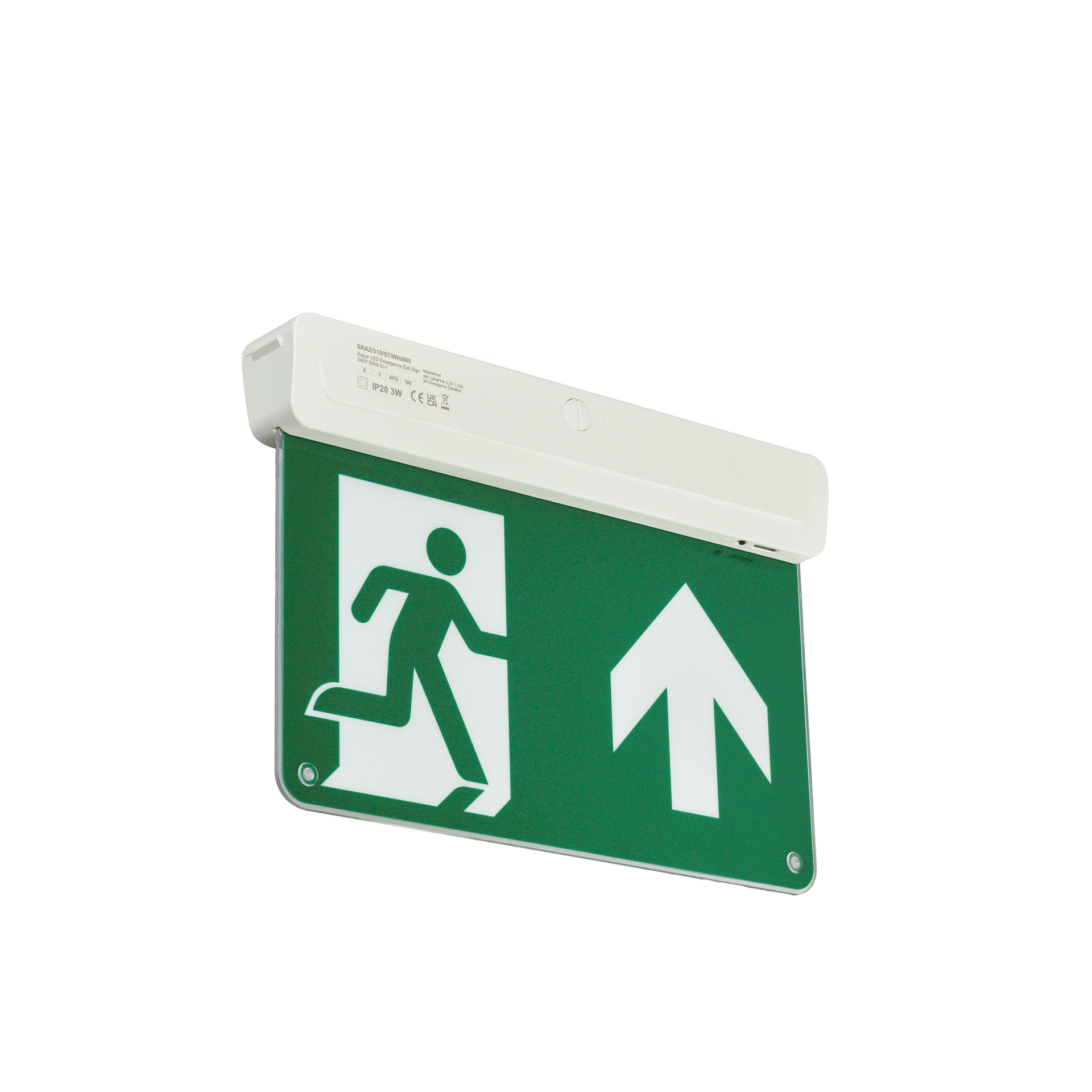 Ausgangsbeschilderung, Illuminated emergency exit sign, 3 W, 3 W, 313x212mm  H42 mm, 23 lm, 6500 K, IP20, ELP3h, Dauerhaft – Bild 2 von 6