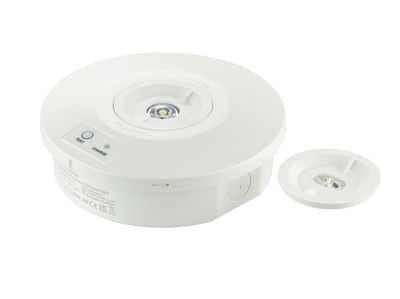 Notfall-Anbaudownlight, Surface mounted emergency downlight, 2 W, 2 W, D155mm  H46 mm, 273 lm, 6500 K, IP65, ELP3h