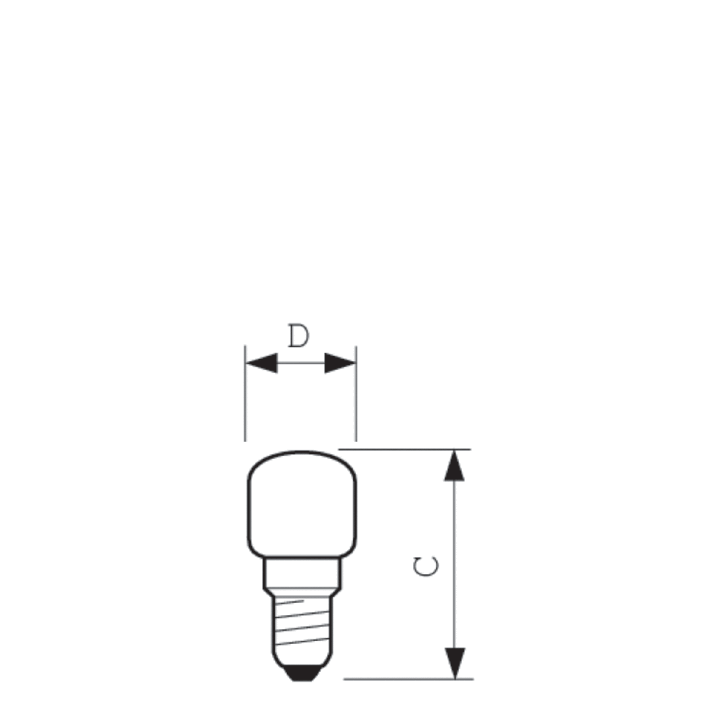Backofenlampen (Birne) -  Incandescent lamp tube-shaped -  Systemleistung: 15.0 W -  Ähnlichste Farbtemperatur: 2700 K