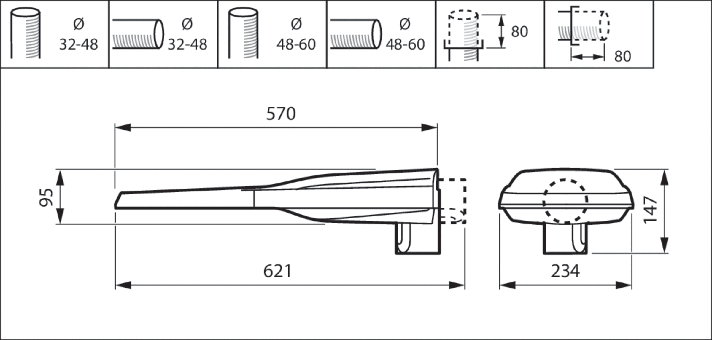 LumiStreet gen2, 56 W, 9280 lm, 3000 K, CRI70, Safety class II, IP66