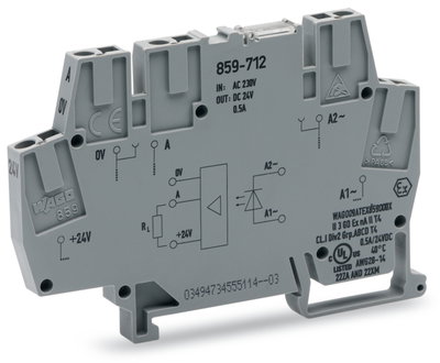 Optokopplermodul Eingangsnennspannung AC 230 V Ausgangsspannungsbereich DC 15 … 30 V grau
