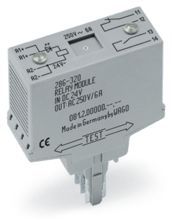 Relaismodul Eingangsnennspannung DC 24 V 1 Schließer und 1 Öffner grau