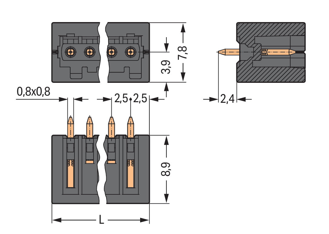 THR-Stiftleiste Lötstift 0,8 x 0,8 mm gerade schwarz – Bild 2 von 5