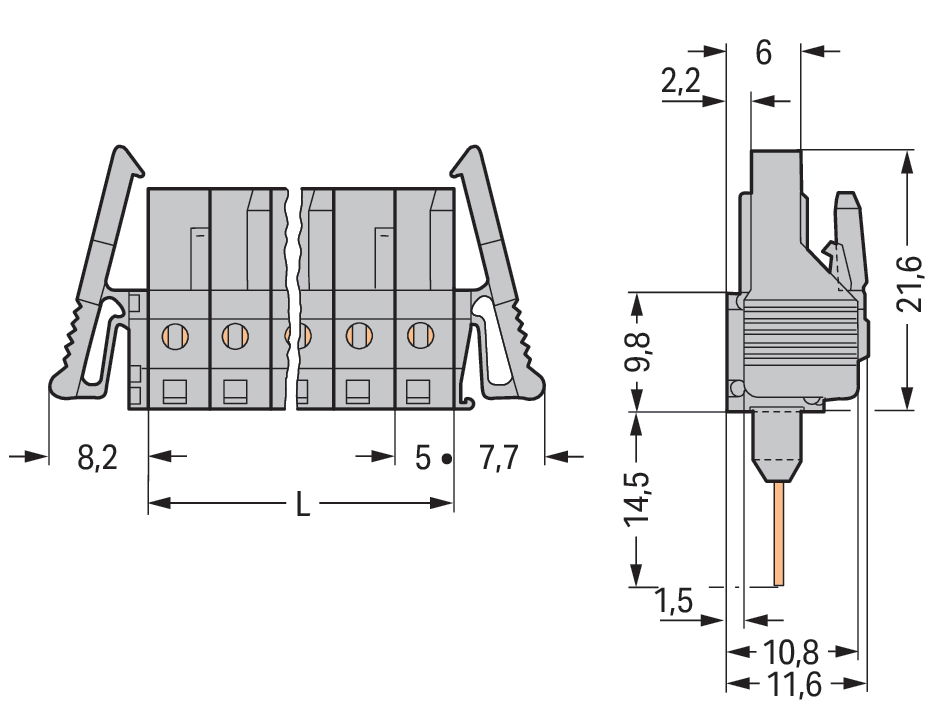 Federleiste für Reihenklemmen Stifte 0,6 x 1 mm gerade grau – Bild 2 von 3