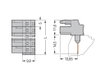 Federleiste für Reihenklemmen Stifte 0,6 x 1 mm abgewinkelt grau