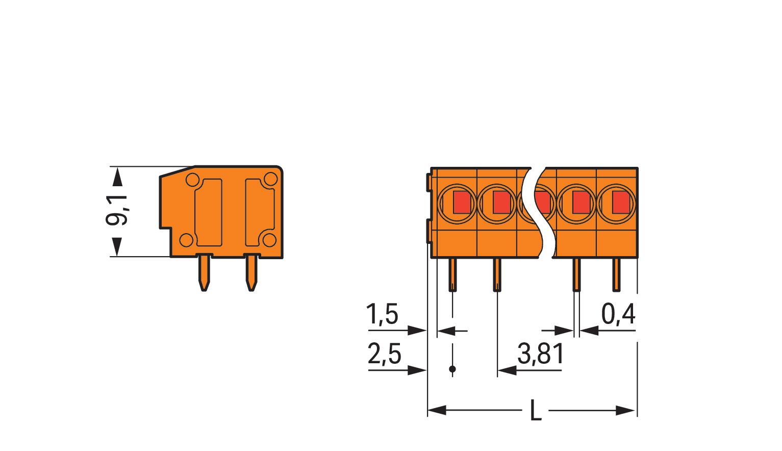 Leiterplattenklemme 1,5 mm² Rastermaß 3,81 mm orange – Bild 2 von 3