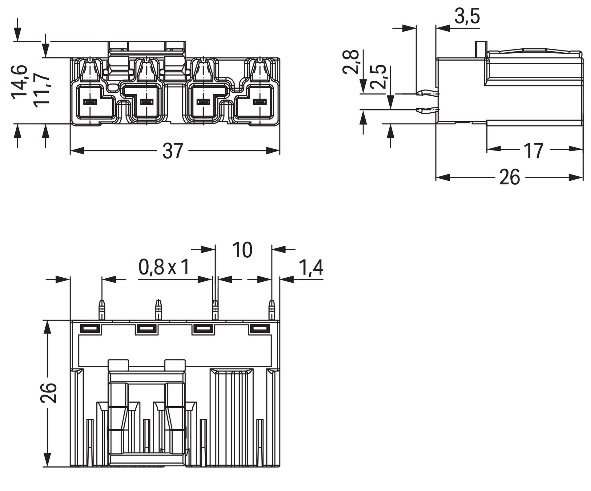 Stecker für Leiterplatten gerade 4-polig grau – Bild 3 von 3