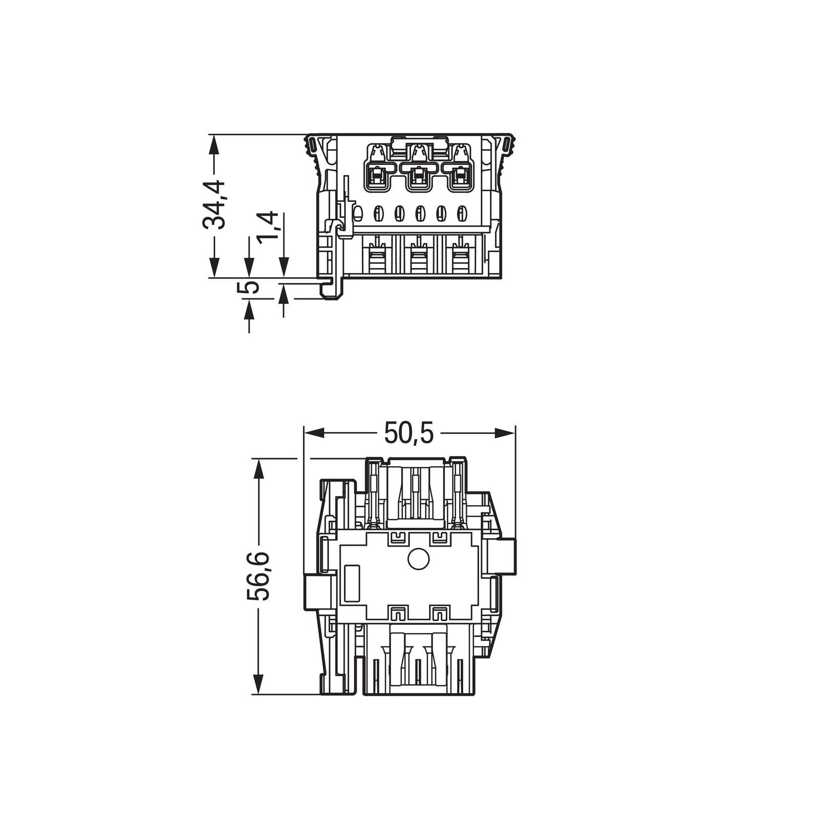Linect®-T-Steckverbinder 3-polig Kod. A weiß – Bild 2 von 2