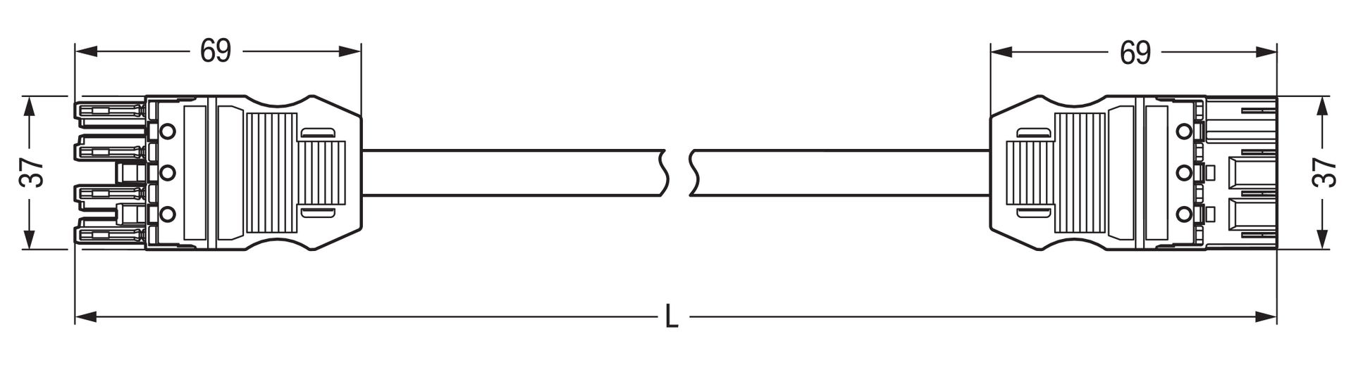 Konfektionierte Verbindungsleitung Eca Buchse Stecker grau – Bild 2 von 2