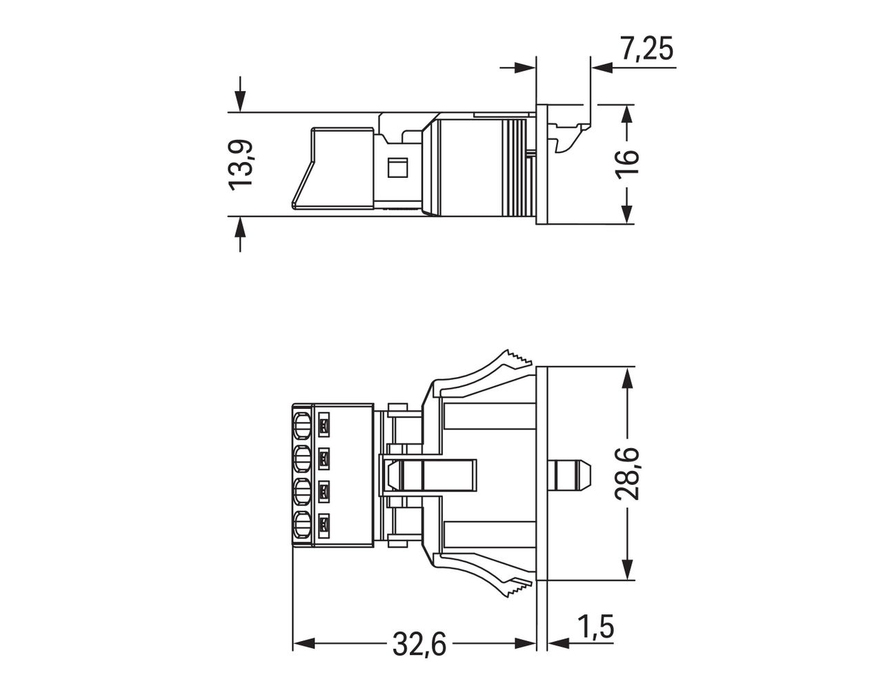 Snap-In-Stecker 4-polig Kod. A schwarz – Bild 4 von 5