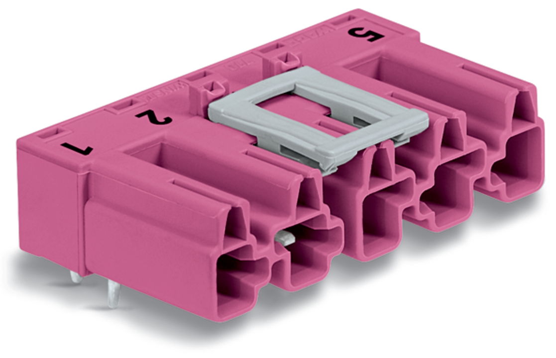 Stecker für Leiterplatten abgewinkelt 5-polig pink