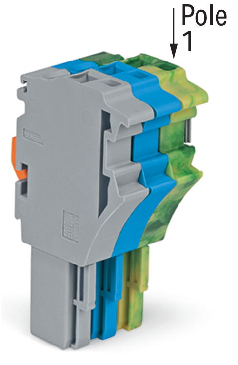 1-Leiter-Federleiste Push-in CAGE CLAMP® 4 mm² grau/blau/grün-gelb