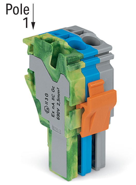 1-Leiter-Federleiste Push-in CAGE CLAMP® 4 mm² grau/blau/grün-gelb – Bild 2 von 2
