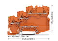 3-Leiter-Aktoreneinspeiseklemme für NPN-(minus-)schaltende Aktoren mit PE-Anschluss orange